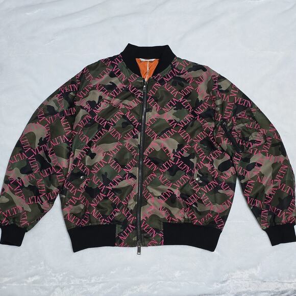 Valentino Army Camo Bomber Jacket with Pink Logo Letters | 46 & 54 | MSRP $2450 - Picture 1 of 16